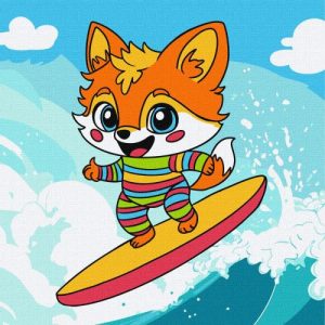 Картина по номерах "Літо. Лисеня на хвилі" 25х25 см