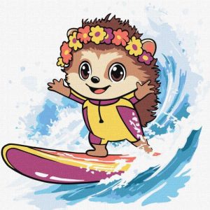 Картина по номерах "Літо. Їжак ловить хвилю" 25х25 см