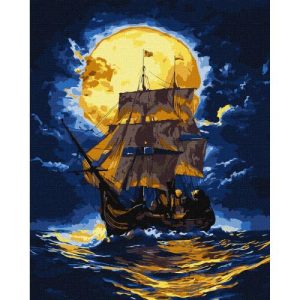 Картина по номерах "Там, де небо зустрічає море", з фарбами металiк, 40х50 см