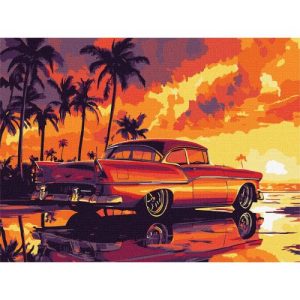 Картина за номерами "Ретро захід сонця" 30х40 см