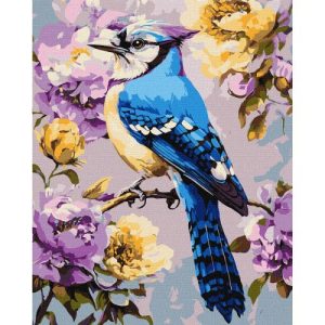 Картина за номерами "Сойка в півоніях" 40х50 см