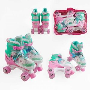 Ролики (розмір 34-38 (6) колір РОЖЕВИЙ, колеса PU, КОЛЕСА ЗІ СВІТЛОМ, устілка 21-23 см, d коліс – 4,5 см, в сумці)