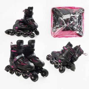 Ролики (розмір 39-43; колір – РОЖЕВИЙ, колеса PU, устілка 24-28 см, ПЕРЕДНЄ КОЛЕСО СВІТЛО, d – 6.5 см, в сумці)