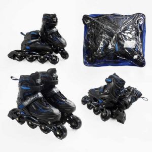 Ролики (розмір 39-4; колір – СИНІЙ; колеса PU, устілка 24-28 см, ПЕРЕДНЄ КОЛЕСО СВІТЛО, d – 6.5 см, в сумці)