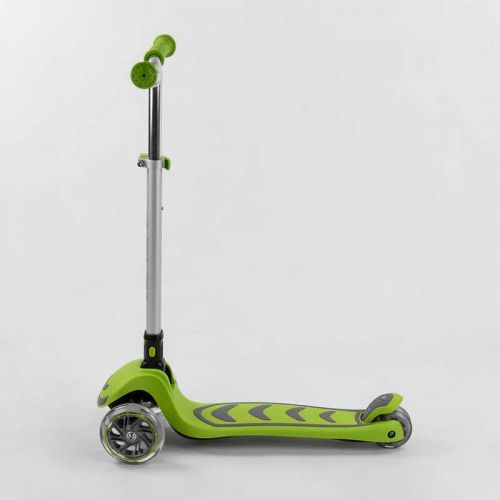 Самокат триколісний Y-00436 (4) Best Scooter, САЛАТОВИЙ, складне алюмінієве кермо, 4 колеса PU зі світлом, d = 12 см