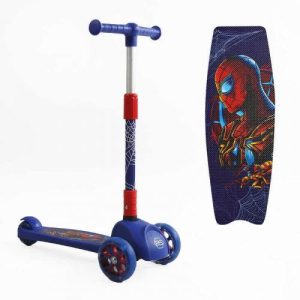 Самокат триколісний 47359 Best Scooter (1) СВІТЛО КОЛІС ТА ДИСКІВ, складене кермо, передні колеса PU 120х35мм, задні колеса PU 80х48мм