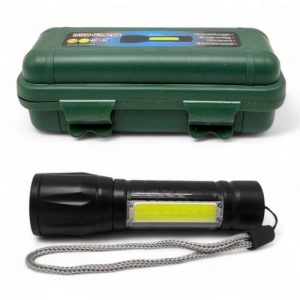 Ліхтарик світлодіодний (акумулятор, USB, пластиковий корпус, в коробці)