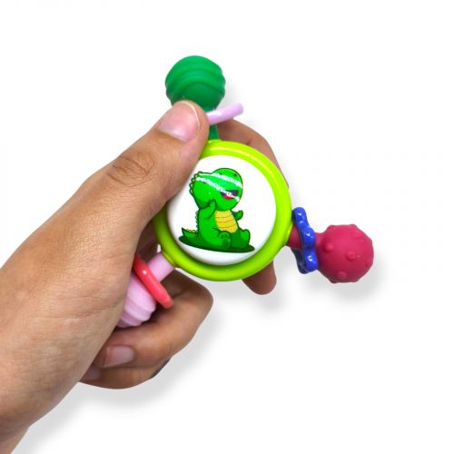 Брязкальце-спінер "Динозаврик"; гумові прорізувачі, присоска, в коробці