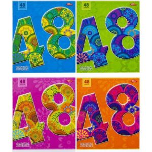 Зошит кольоровий 48 аркушів, клітинка (16 штук в упаковці)