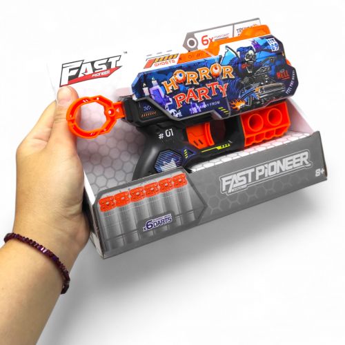 Іграшковий пістолет мех. з мʼякими набоями (6 шт.) (Вечірка жахів) (20 х 13.5см)