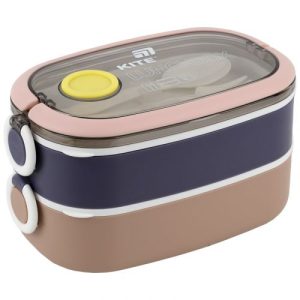 Ланчбокс подвійний з наповненням 1600 мл, бежевий