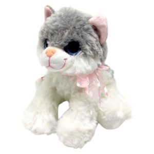 Мʼяка іграшка "Котик Мяу" 19 см (Сірий+Білий)