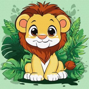 Картина за номерами "Веселе левеня" 30х30 см