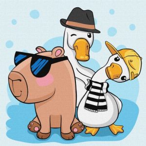Картина за номерами "Капібара і друзі" 30х30 см