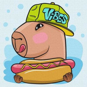 Картина за номерами "Капібара і хот дог" 30х30 см