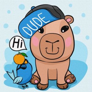 Картина за номерами "Капібара в кепці" 30х30 см