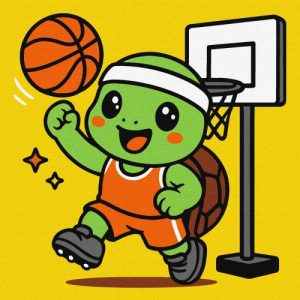 Картина за номерами "Черепашка грає у баскетбол" 25х25 см