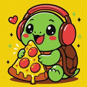 Набір для розпису по номерах для дітей "Черепашка і піца" 25х25см