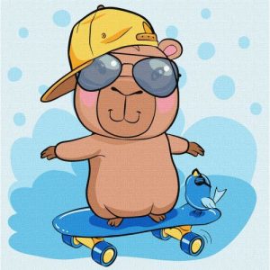 Набір для розпису по номерах для дітей "Капібара на скейті" 30х30см