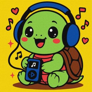 Набір для розпису по номерах для дітей "Черепашка слухає музику" 25х25см