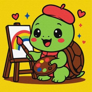 Набір для розпису по номерах для дітей "Черепашка художник" 25х25см