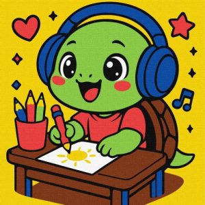 Набір для розпису по номерах для дітей "Черепашка малює" 25х25см