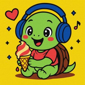 Набір для розпису по номерах для дітей "Черепашка їсть морозиво" 25х25см