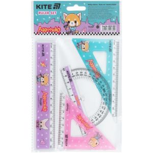 Набір: лінійка 15 см, 2 косінця, транспортир, з принтом AR