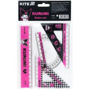 Набір: лінійка 15 см, 2 косінця, транспортир, з принтом HK