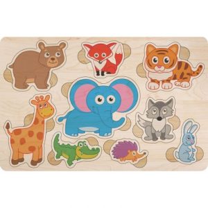 Деревʼяний пазл, кольоровий "Дикі звірята"