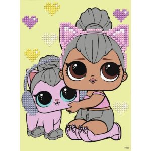Набір з алмазною мозаїкою (вибірковою) "L.O.L. Surprise! KITTY QUEEN WITH KITTY KITTY" 15x20см