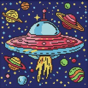 Алмазна мозаїка ДЛЯ ДІТЕЙ "КОСМІЧНА ПОДОРОЖ" 30Х30СМ