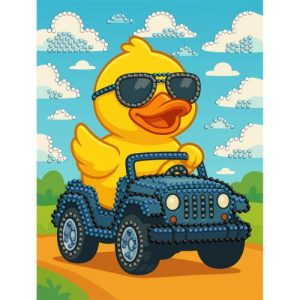 Набір з алмазною мозаїкою (ВИБІРКОВОЮ) "КАЧКА НА МАШИНІ" 15x20см