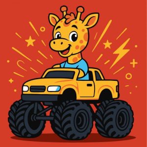 Набір для розпису по номерах "ЖИРАФ НА МАШИНІ" 25Х25