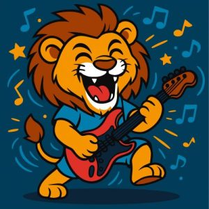 Набір для розпису по номерах "ЛЕВ З ГІТАРОЮ" 25Х25