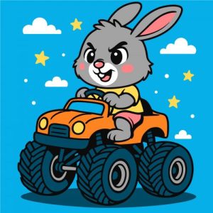 Набір для розпису по номерах "ЗАЄЦЬ НА МАШИНІ" 25Х25