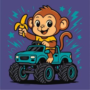 Набір для розпису по номерах "МАВПА НА МАШИНІ" 25Х25