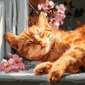 Набір для розпису по номерах "РУДИЙ КІТ НА ПІДВІКОННІ" 40Х40 СМ