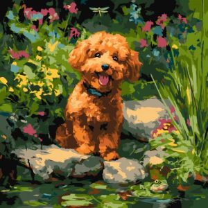 КАРТИНА ПО НОМЕРАХ "ПУДЕЛЬ НА СТАВКУ" 40Х40 СМ