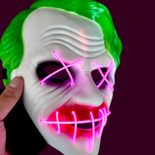Сяюча маска Джокер СВІТИТЬСЯ (БІЛИМ)