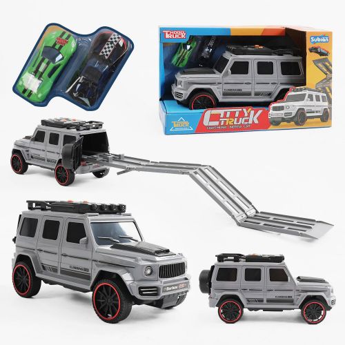 Джип музичний СІРИЙ, звук, світло, інерція, машинки в комплекті, в коробці