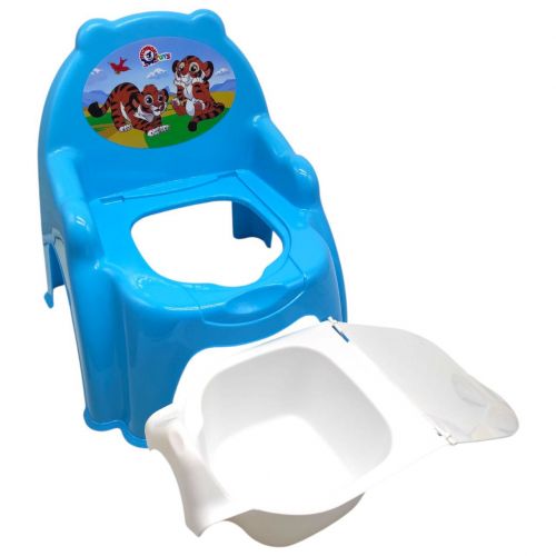 Горщик дитячий з кришкою,(БЛАКИТНИЙ) З ТИГРИКАМИ - Зображення 2