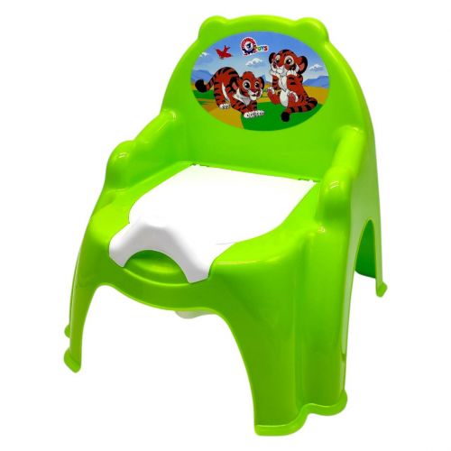 Горщик дитячий з кришкою, (САЛАТОВИЙ) ТИГРИКИ