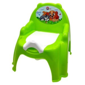 Горщик дитячий з кришкою, (САЛАТОВИЙ) КОТИК ПЕСИК