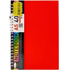 Блокнот А5, 40 арк., пластик, пружина збоку (ЧЕРВОНИЙ)