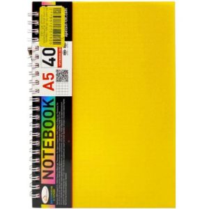 Блокнот А5, 40 арк., пластик, пружина збоку (ЖОВТИЙ)