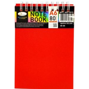 Блокнот А6, 80 арк., пластик, пружина зверху (ЧЕРВОНИЙ)