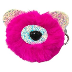 Брелок Ведмедик вушка з блисткіками (МАЛИНОВИЙ)