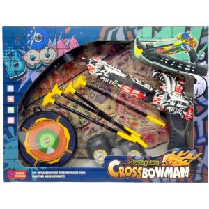 Арбалет (приціл із підсвічуванням, механічний принцип, 4 стріли на присосках, мішень, 2 пластикові банки) мікс