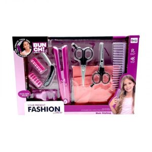 Набір перукаря QY 014 (36) стайлер на батарейках, гребінець, ножиці, фартух, бігуді, в коробці
